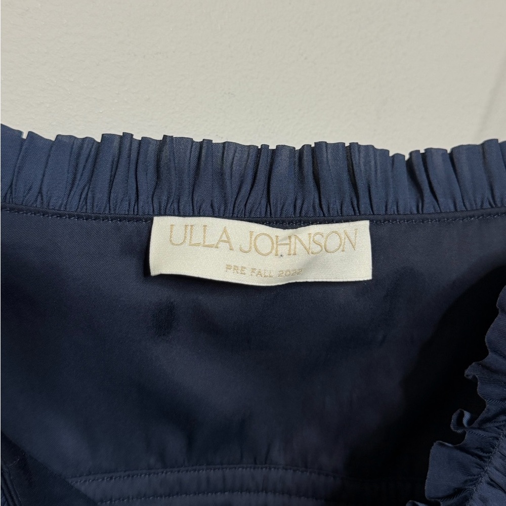 ULLA JOHNSON Naveah Pleated Halter Midi Dress Navy - Picture 7 of 9